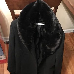Jones New York 2x Faux Fur Mink Coat Long Black